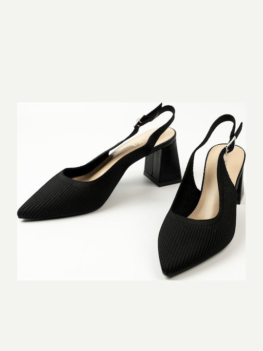 Pointed Toe Heels with Mid Heel Black