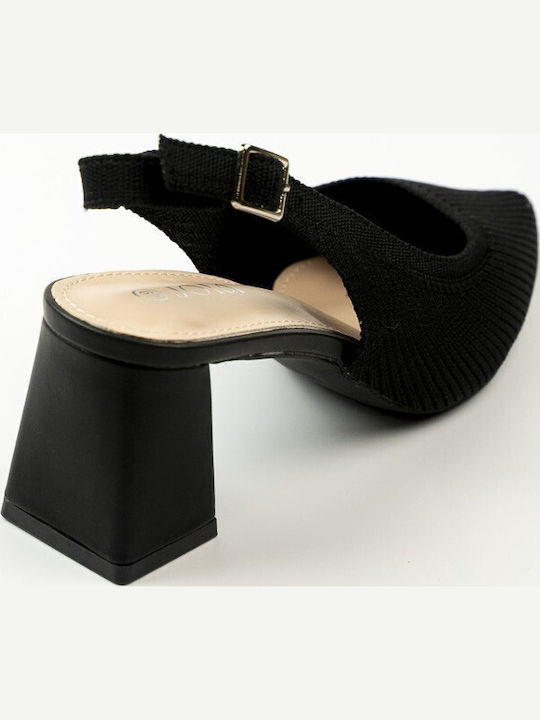 Pointed Toe Heels with Mid Heel Black