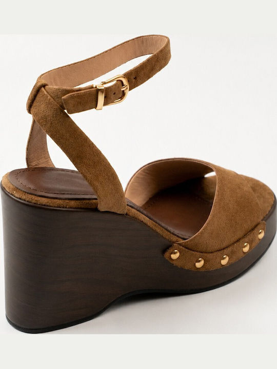 Damenplattformen Tabac Braun