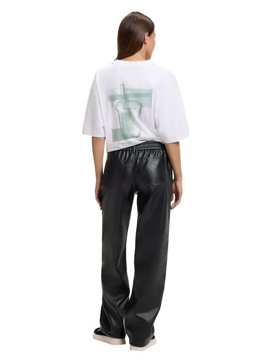 Hugo Pantaloni Dama Tesatura Pantaloni Largi Negri