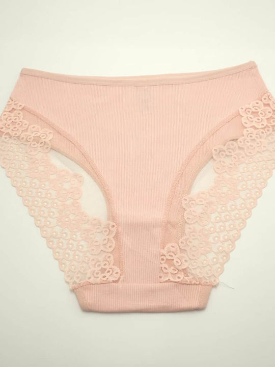 Slip pentru femei cu dantelă roz