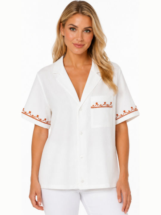 Short Sleeve Women's Shirt White SC-PS24-1044-26SH-White