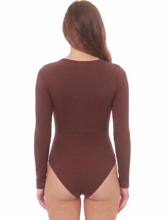 Bodysuit-uri Pentru Femei Cu Mâneci Lungi Maro 1111kaf