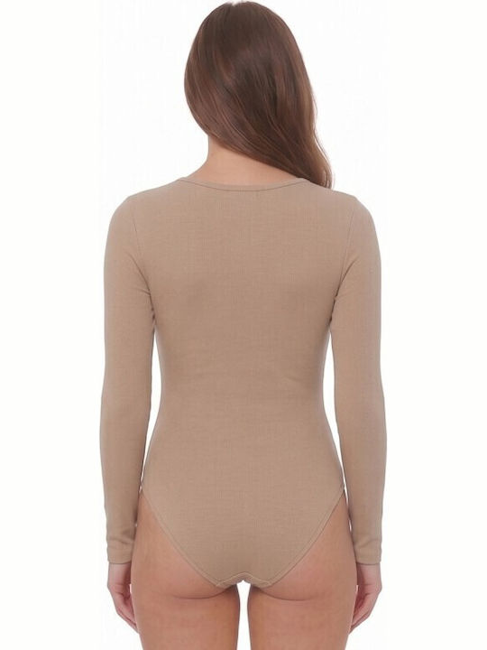 Bodysuit-uri Pentru Femei Cu Mâneci Lungi Bej 1111mp