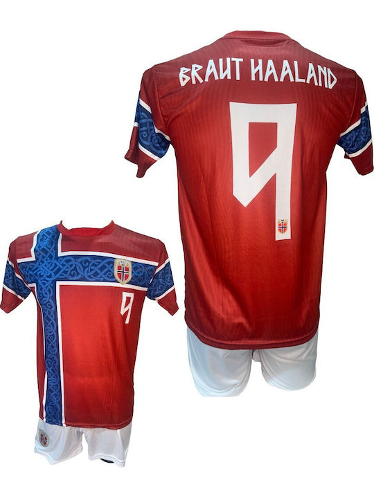 Kids Football Kit Haaland Norway National Team Red White 190726-07
