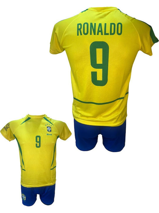 Kids Football Kit Ronaldo Brazil National Team Yellow Blue 190726-15