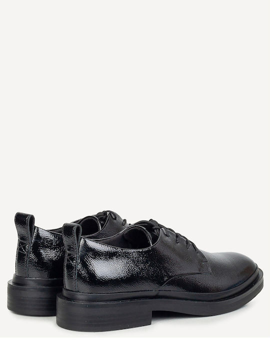 Lace Derby Oxford-uri Pentru Femei Din Piele În Culoare Neagră