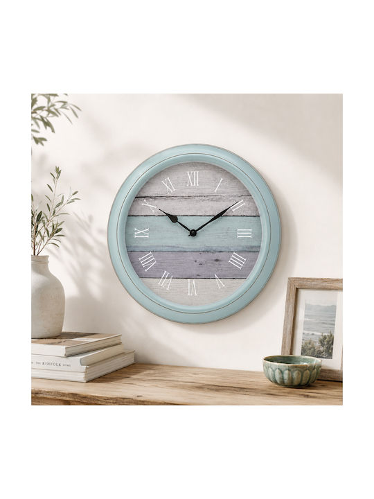 Wall Clock Plastic Light Blue