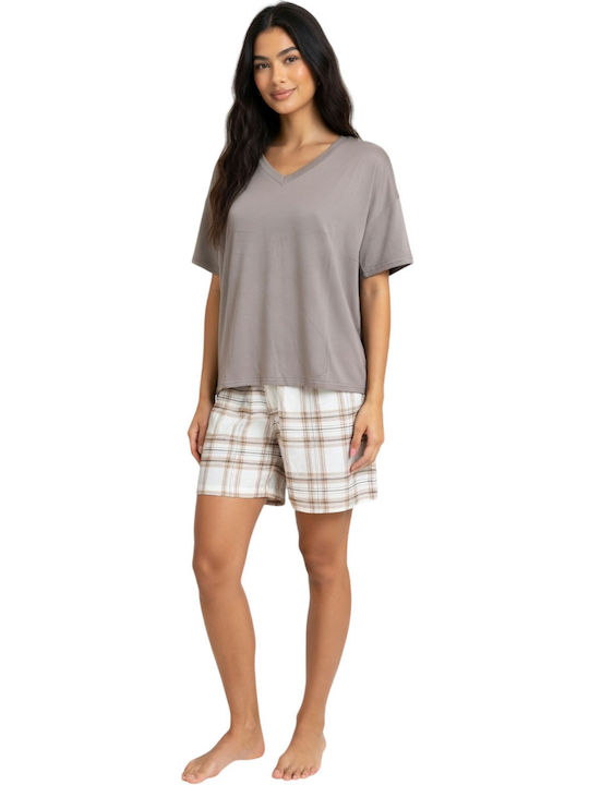 Secret Point Summer Women's Pyjama Set Mocca