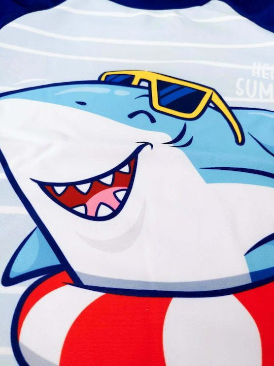 Kids UV Sunscreen Swimwear Set 2 Pieces Shark Sky Designs K.nm-5275 Blue Grey Kids UV Sunscreen Swimwear Set 2 Pieces Shark Sky Designs K.nm-5275 Blue Grey