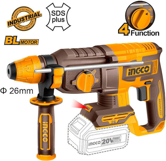 Ingco Ingco Akkubetriebene Werkzeugsets Eckiges Rad Schlagbohrschrauber Schlagschrauber Hammer Objektiv Brushless 20V mit 2 Batterien 4Ah und Tragetasche
