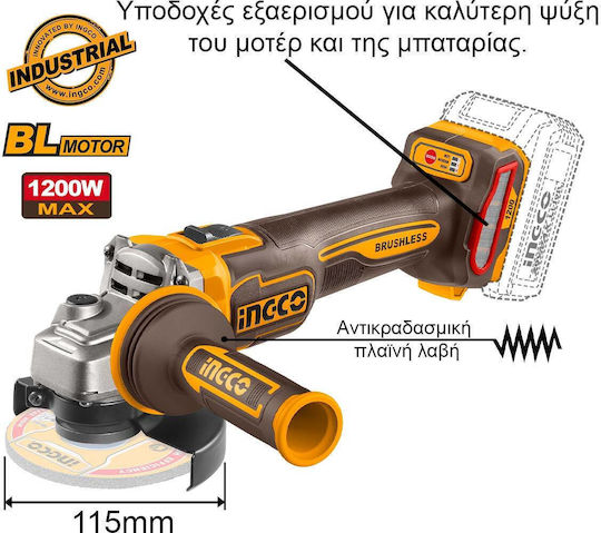 Ingco Ingco Akkubetriebene Werkzeugsets Eckiges Rad Schlagbohrschrauber Schlagschrauber Hammer Objektiv Brushless 20V mit 2 Batterien 4Ah und Tragetasche
