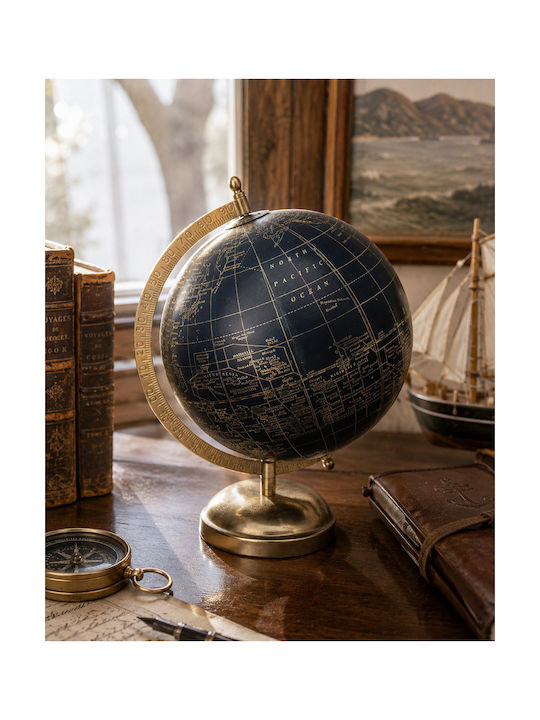 Глобус За Бюро "vintage Geography" Сфера Синьо Златна Високо Качество 20x28cm Глобус За Бюро "vintage Geography" Сфера Синьо Златна Високо Качество 20x28cm