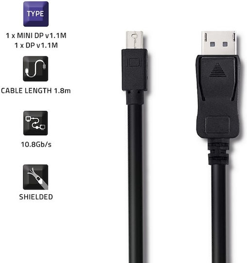 Qoltec Cable DisplayPort male - mini DisplayPort male 1,8m (50434)