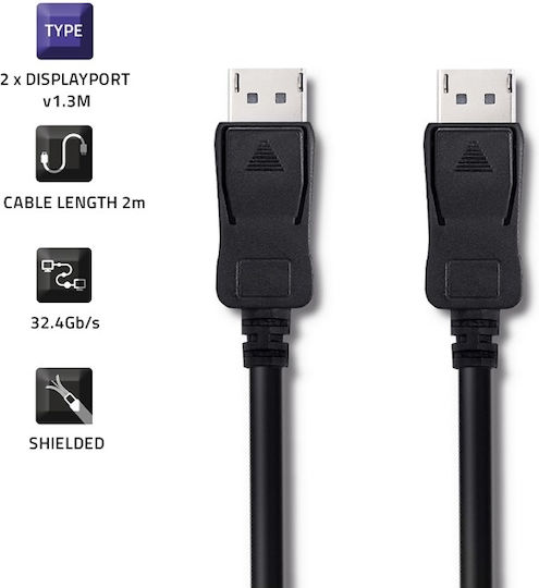 Qoltec Cable DisplayPort male - DisplayPort male 2m Black (50467)