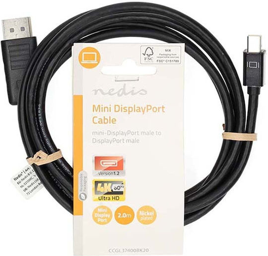 Nedis Kabel Mini-DisplayPort-Stecker - DisplayPort-Stecker 2m Schwarz (CCGP37400BK20)