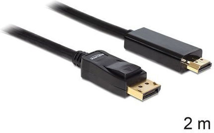 DeLock Кабел DisplayPort мъжки - HDMI мъжки 2м Черен (82587)