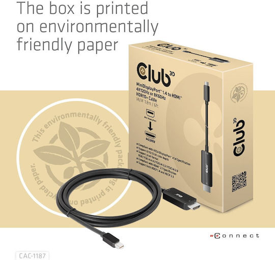 Club3D Kabel Mini-DisplayPort-Stecker - HDMI-Stecker 1.8m Schwarz (CAC-1187)