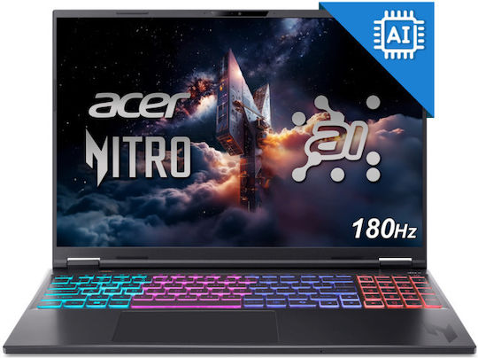 Acer Nitro 16S AI AN16S-61 16" IPS QHD+ (Ryzen AI 300 Series-7 350/1TB SSD + 1TB SSD/GeForce RTX 5070 Ti/W11 Home) Обсидианско черно (US Клавиатура)
