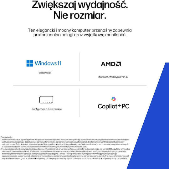 HP ZBook 8 G1ak 14" IPS QHD+ (Ryzen AI PRO 300 Series-7 PRO 350/32GB/1TB SSD/W11 Pro) (US Keyboard)