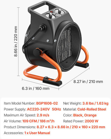 Vevor Industrial Electric Air Heater 2kW