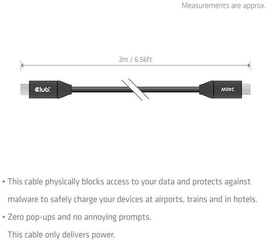 Club3D USB 2.0 Cable USB-C Male - USB-C 240W Black 3m CAC-2506