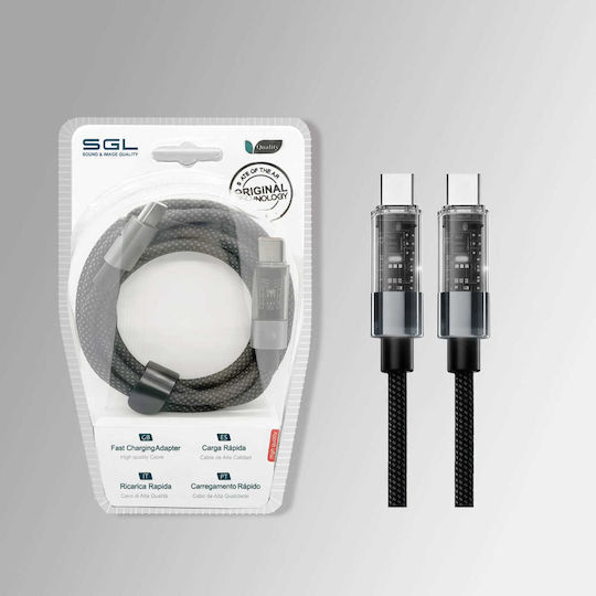 SGL LED кабел USB-C мъжки - USB-C 60W 1.2m 220640