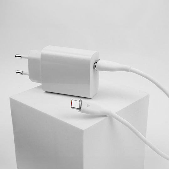 Forever USB 2.0 Cable USB-C male - USB-A 66W White 1m