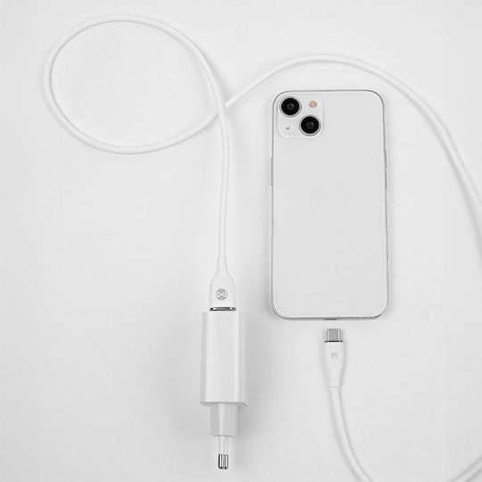 Forever USB 2.0 Cable USB-C male - USB-A 66W White 1m