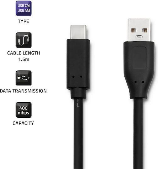 Qoltec Qoltec USB Typ-C Kabel USB-A Schwarz 1,5m 50489