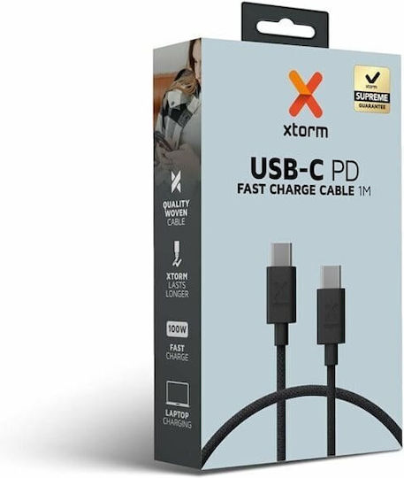 Xtorm USB 2.0 Cable USB-C male - USB-C 100W PD Μαύρο 1m CXG2071