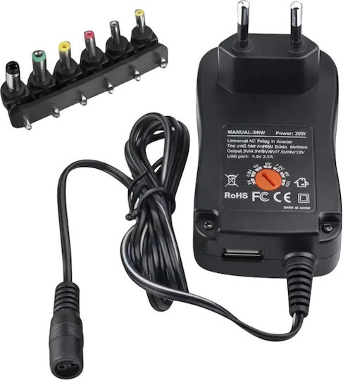 Andowl Q-CD99 Universal Power Adapter Adjustable Voltage 3 to 12V 3A Power 36W With 6 Plugs