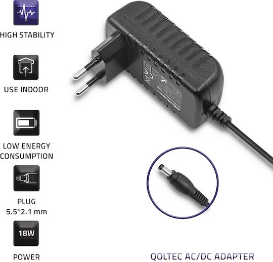 Qoltec Universal Τροφοδοτικό 9V 2A με Ισχύ 18W (51113)