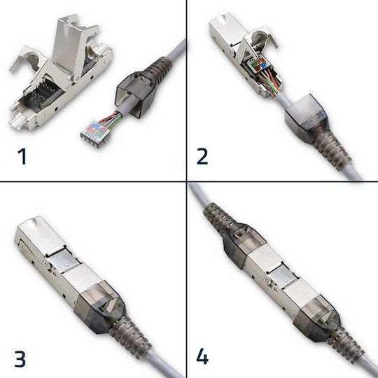 Qoltec Букса RJ45 Без Инструменти STP Cat6 Jack Pin T568b T568a