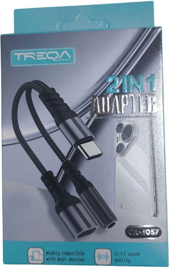 Treqa CA-1057 USB-C Männlich Zu 3.5mm / USB-C Männlich Konverter