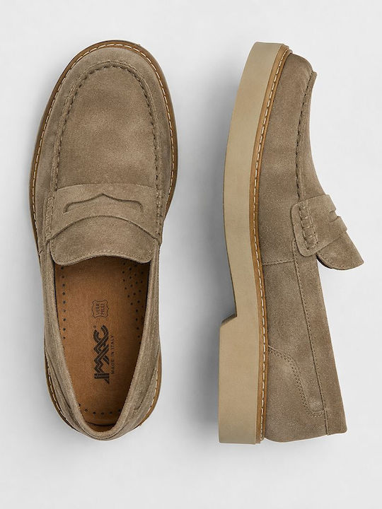 Leather Men's Loafers in Grey Colour