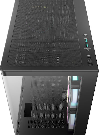 Deepcool CG380U 3F Gaming Micro Tower Computer Case with Side Window and ARGB Lighting Black