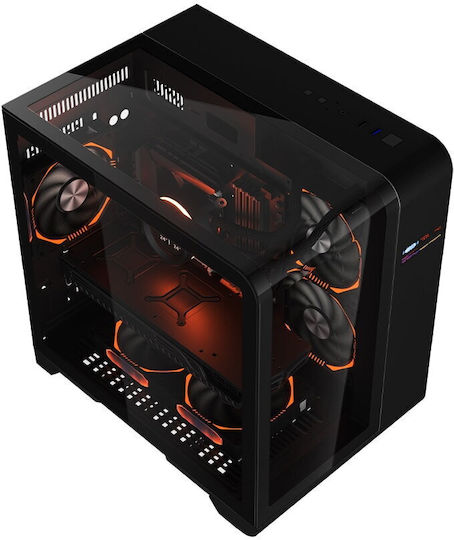 1STPLAYER RT5 Геймърска Micro Tower Кутия За Компютър Със Страничен Прозорец Черна