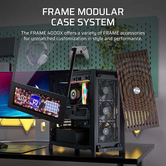 Corsair FRAME 4000X RS Gaming Middle Tower Carcasă PC cu Fereastră Laterală Neagră
