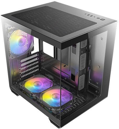 Antec CX60M ARGB Gaming Mini-Turm Computergehäuse mit Seitenfenster Schwarz