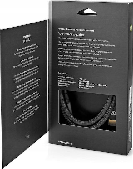Nedis Profigold High Speed HDMI 2.0 Cable Ethernet 4K@60Hz Gold-Plated HDMI-HDMI Connectors Cotton Gray Box 1 Meter
