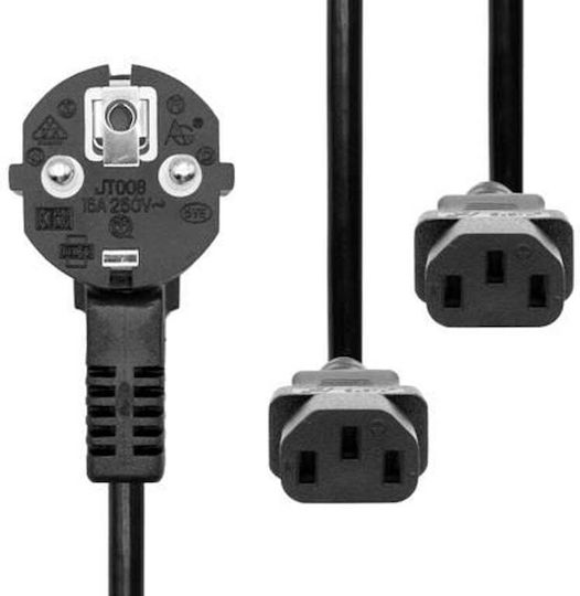 Microconnect IEC C13 / Schuko - IEC C13 / Schuko Kabel 1.8m Schwarz (PE011318)