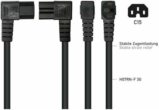 Alcasa IEC C15 - IEC C15 Power Cable 1.8m Black