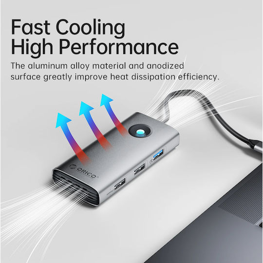 Orico PW11 6in1 USB-C Dockingstation mit HDMI 4K PowerDelivery Grau