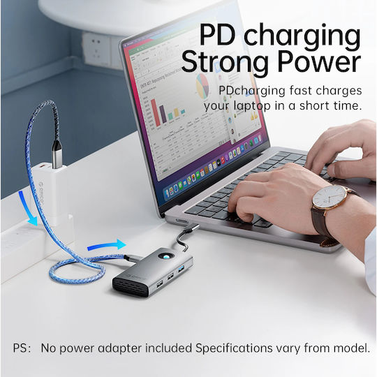 Orico PW11 6in1 USB-C Dockingstation mit HDMI 4K PowerDelivery Grau