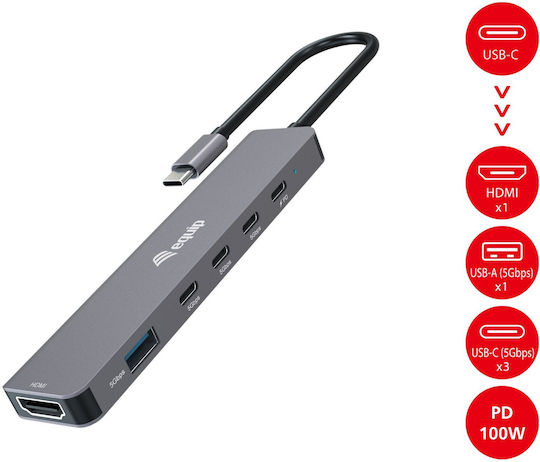 Equip USB-C Docking Station mit HDMI 4K PD Gray (133500)