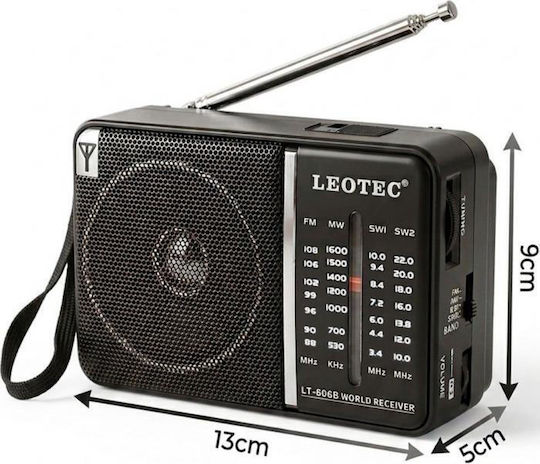 Leotec LT-606B Φορητό Ραδιόφωνο Ρεύματος / Μπαταρίας Μαύρο