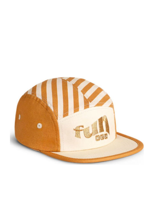 Kids' Hat Jockey Fabric Sunscreen Beige KE1SANDSTRIPE R4SUNSANDSTRIPE