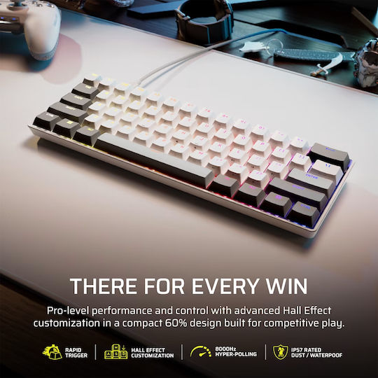 Corsair Clipper Pro Mini 60 Hall-Effekt Gaming-Tastatur 60% mit Corsair MGX Schaltern und RGB-Beleuchtung (Englisch US) Weiß