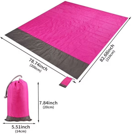 Roza Strandmatte 200x210cm Wasserdicht & Picknick Rosa Transporttasche Sandfest